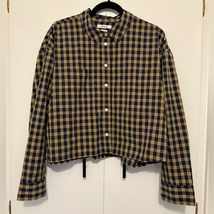 Madewell plaid poplin cropped button down